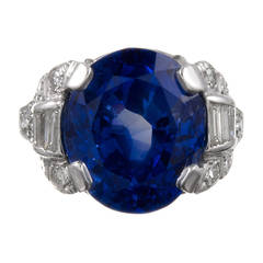 11.27 Carat GIA Cert Burma No Heat Sapphire Diamond Platinum Ring
