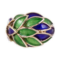 Tiffany & Co. Enamel Gold Leaf Motif Ring