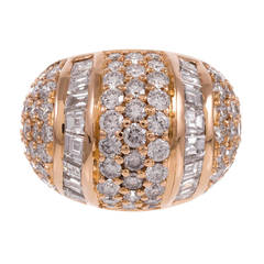 Neiman Marcus Round and Baguette Diamond Gold Dome Ring 10