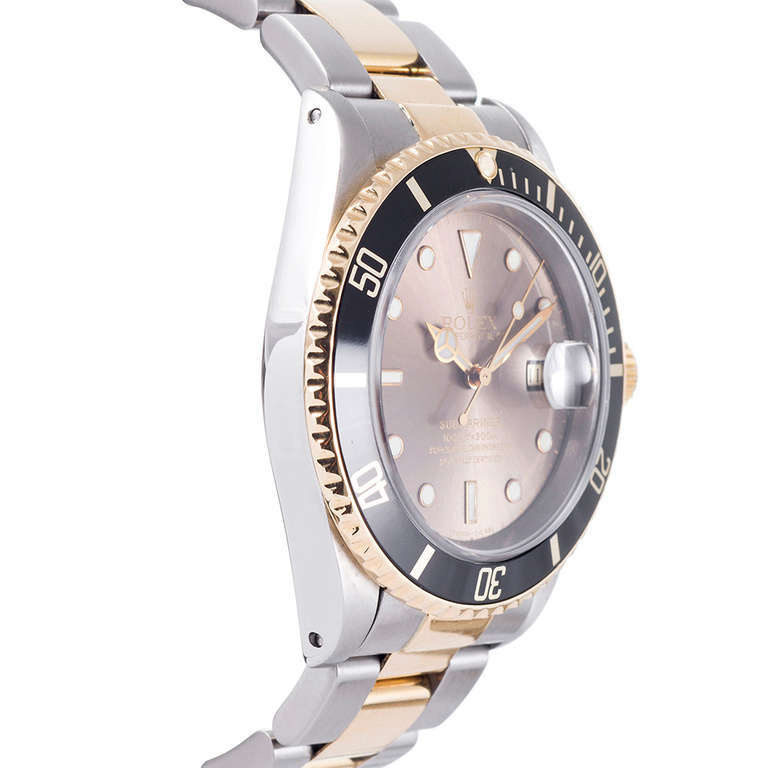 Rolex Yellow Gold Stainless Steel Color Change Dial Submariner Wristwatch In Excellent Condition In Carmel-by-the-Sea, CA