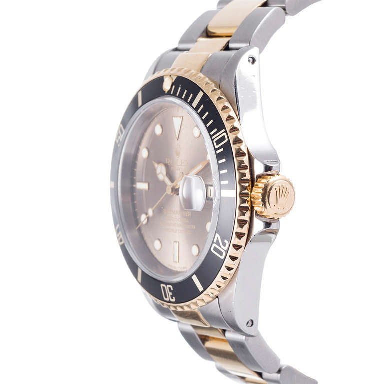 Steel and 18k yellow gold Rolex Submariner with an unusual 