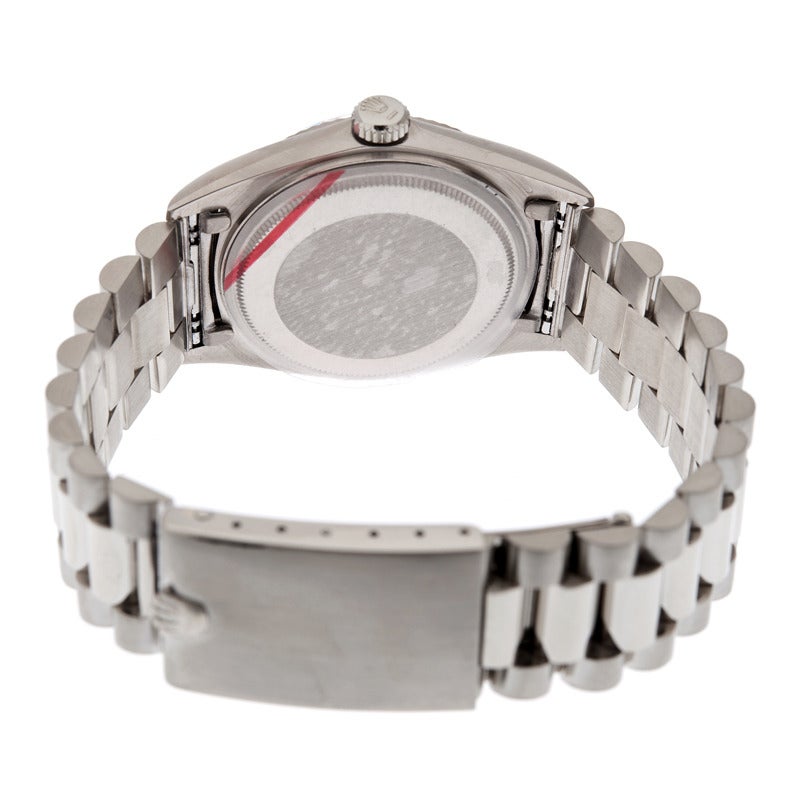 Men's Rolex White Gold Diamond Dial Day-Date Wristwatch