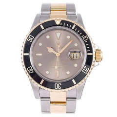 Rolex Yellow Gold Stainless Steel Color Change Dial Submariner Wristwatch