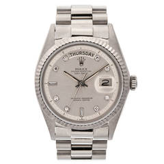 Vintage Rolex White Gold Diamond Dial Day-Date Wristwatch