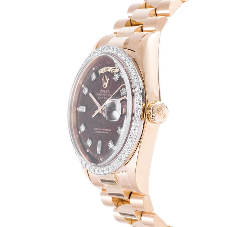 Rolex Yellow Gold and Diamond Day-Date Watch with Special Dial Ref 1803 In Excellent Condition In Carmel-by-the-Sea, CA