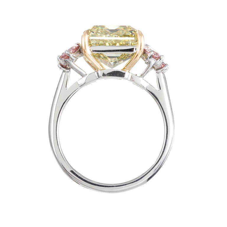 Women's 6.12 Carat Fancy Deep Greenish Yellow Diamond Ring