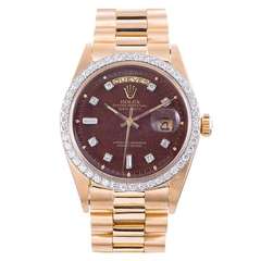 Retro Rolex Yellow Gold and Diamond Day-Date Watch with Special Dial Ref 1803