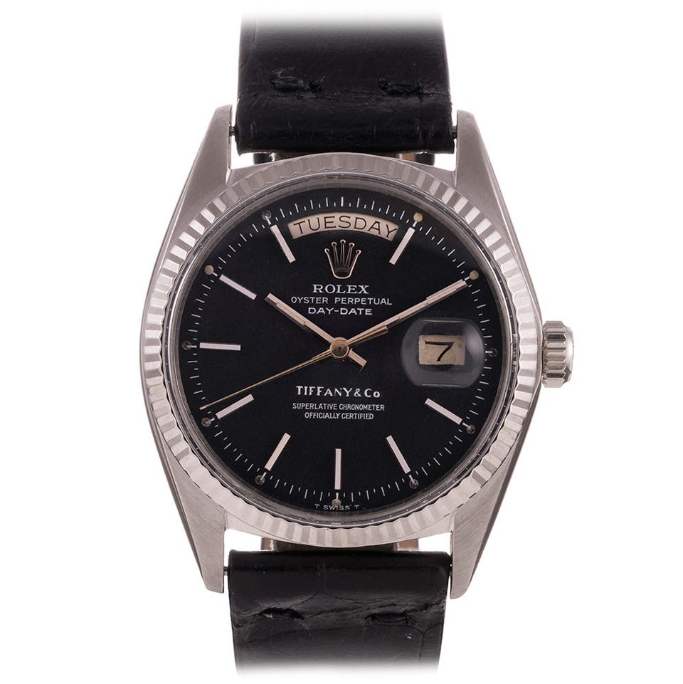Rolex Tiffany & Co. White Gold Day-Date Wristwatch Ref 1803