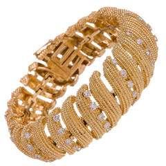 David Webb Diamond Gold Ribbon Bracelet 11