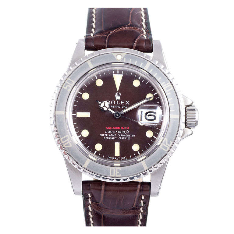 Rolex Tropical Brown Dial Stainless Steel Red Submariner Ref 1680