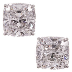6.02 Carat GIA G/Vs1-2 Cushion Diamond Gold Stud Earrings 6.02 Carat GIA G/Vs1-2 Cushion Diamond Gold Stud Earrings