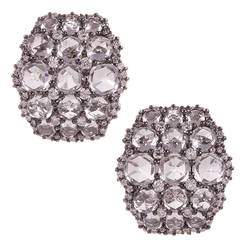 White Topaz Diamond Gold Cluster Earrings 10