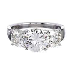 4.06 Carat Total Weight Three-Stone Diamond Ring 8