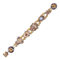 Antique Victorian Slide Bracelet with Corundum, Ruby  and Diamond