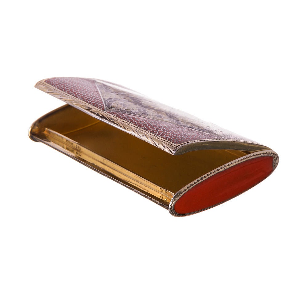Louis Kuppenheim Enamel Silver Snuff Box In Excellent Condition In Carmel-by-the-Sea, CA