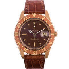Retro Rolex Yellow Gold GMT-Master Chronometer Wristwatch Ref 1675