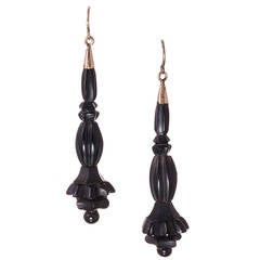 Victorian Carved Whitby Jet Earrings