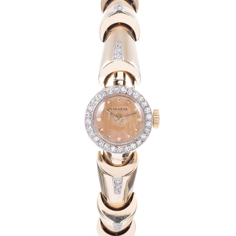 Tiffany 
Co Lady
s Yellow Gold and Diamond Bracelet Watch circa 1940s