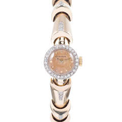 Tiffany & Co Lady's Yellow Gold and Diamond Bracelet Watch circa 1940s