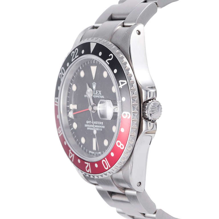 A rare variation of the stainless steel Rolex GMT-Master, so-called 