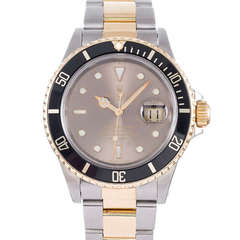 Vintage Rolex Stainless Steel and Yellow Gold Submariner Watch with Color Change Dial