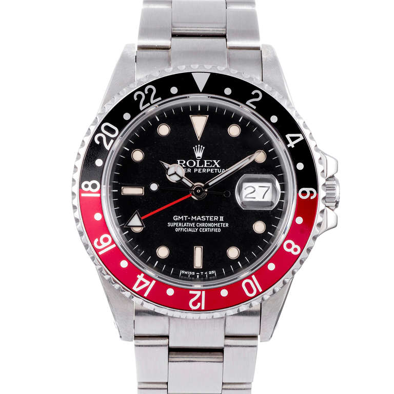 Rolex Stainless Steel GMT-Master Wristwatch with Mark I Dial Ref 16760