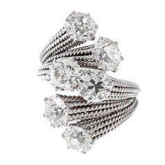 French  6-Stone Diamond Twist Ring