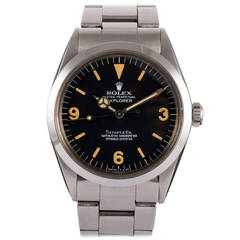 Retro Rolex Tiffany & Co. Stainless Steel Explorer Chronometer Wristwatch Ref 1016