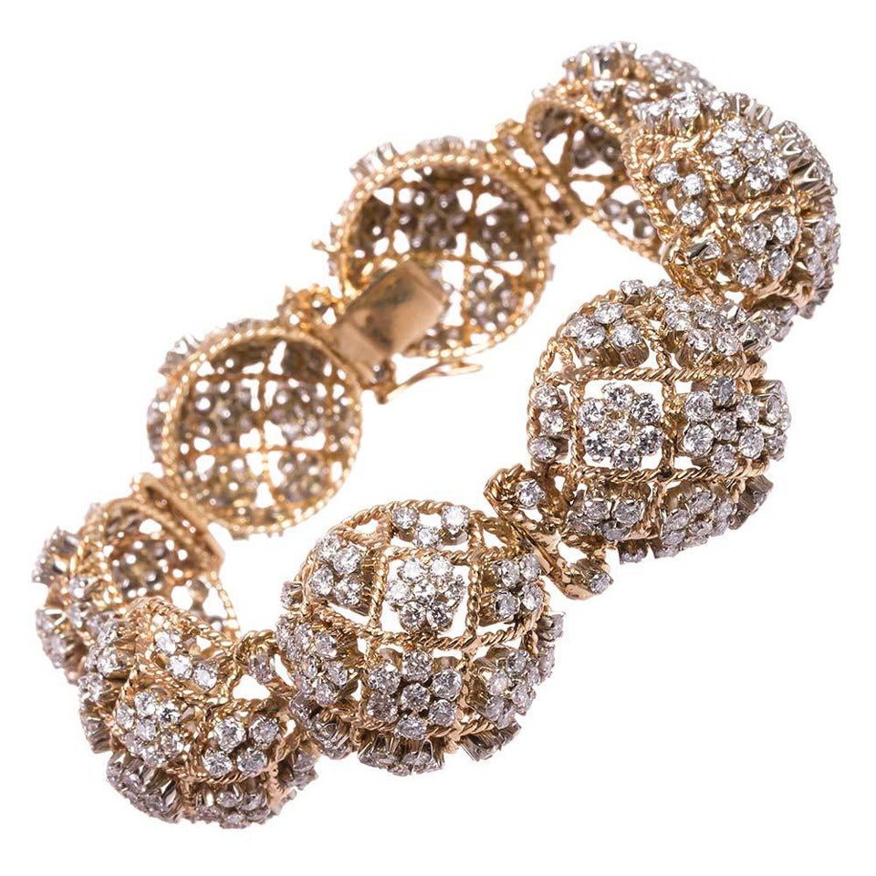 Diamond Gold Orb Cluster Bracelet