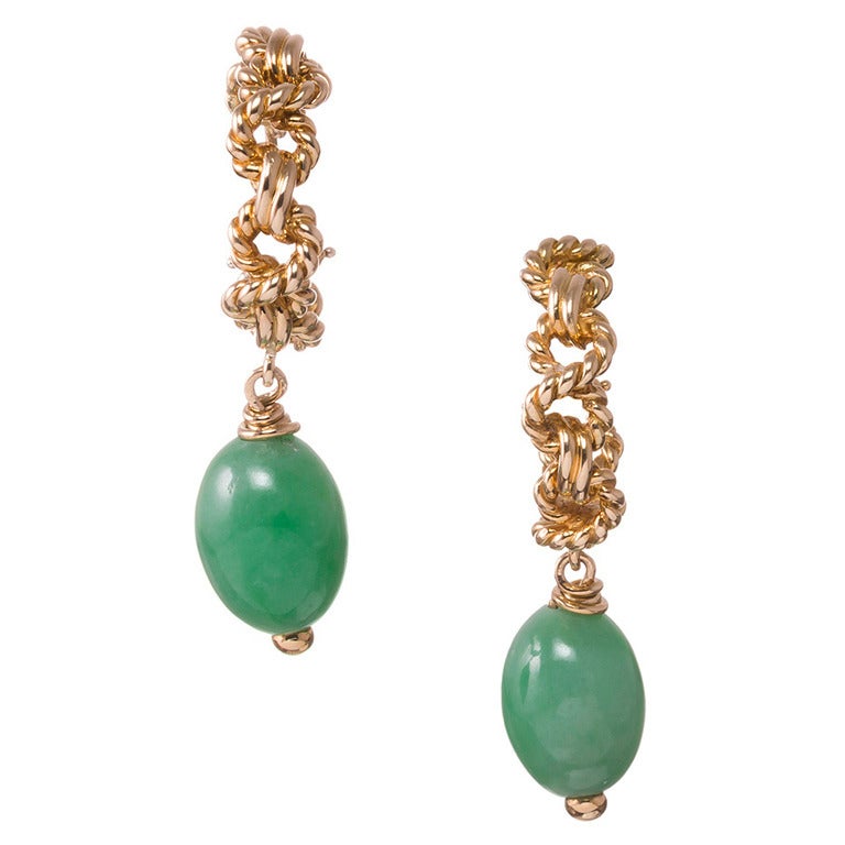 Tiffany & Co. Jade Gold Rope Earrings