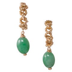 Vintage Tiffany & Co. Jade Gold Rope Earrings