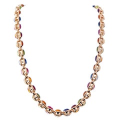 Contemporary Neck Chain with Assorted Cabochon Gemstones