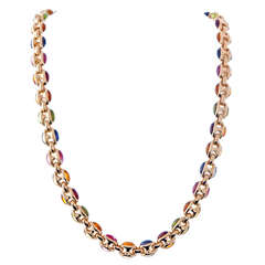 Contemporary Neck Chain with Assorted Cabochon Gemstones 8
