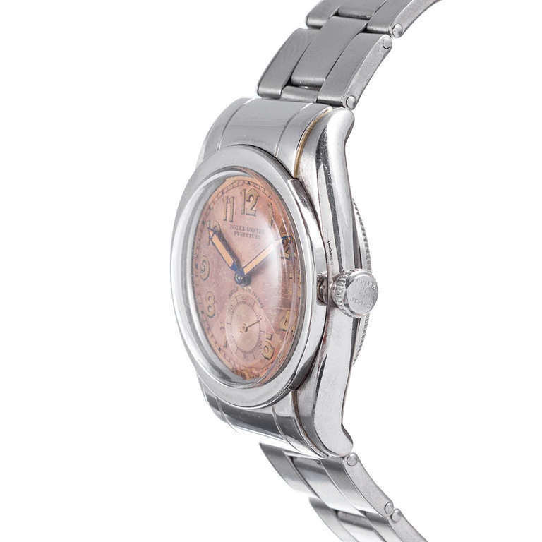 Rolex bubblebacks offered the first automatic movements in a waterproof wristwatch, truly revolutionizing the circumstances under which a wristwatch could be worn. The history of the model has always intrigued watch enthusiasts and many collectors