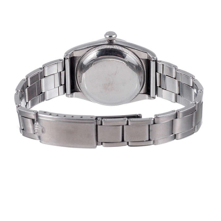 Rolex Stainless Steel Hooded Bubbleback Wristwatch with Rare Dial Ref 3599 In Excellent Condition In Carmel-by-the-Sea, CA