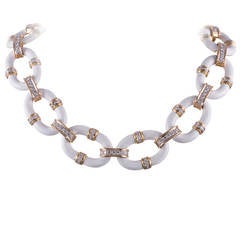David Webb White Enamel Diamond Gold Necklace 3