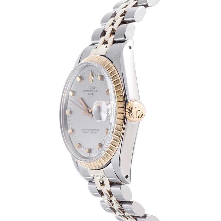 Rolex Stainless Steel and Yellow Gold Date Wristwatch Ref 1505 circa 1970s