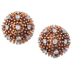 Ruser Rose Gold and Diamond Galactic 1960s Earrings 1