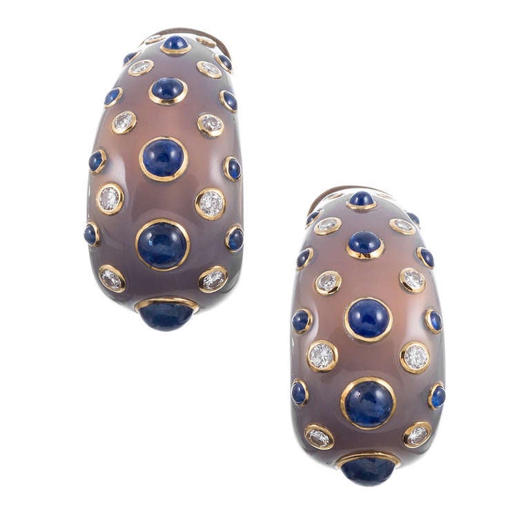 FASANO Chalcedony Hoop Earrings with Sapphires and Diamond