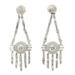 Rock Crystal and Diamond Art Deco Style Earrings