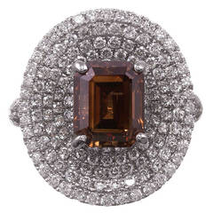3.50 Carat Fancy Brown and White Diamond Pave Gold Cocktail Ring