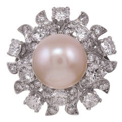 Patrick Mauboussin Bague en platine avec perle et diamants