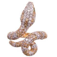 Two Color Diamonds Garnet Gold Snake Ring