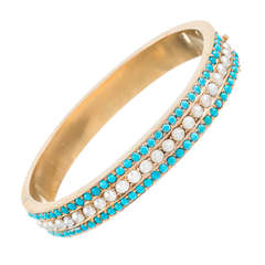 Victorian Turquoise and Pearl Bangle