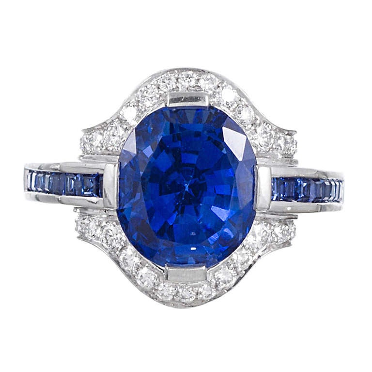 6.05 Carat Oval No Heat Sapphire Ring