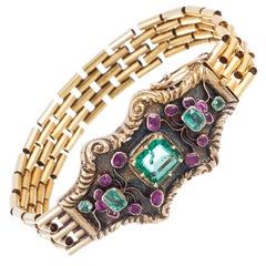 Antique Emerald Ruby Gold Bracelet