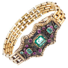 Antique Emerald Ruby Gold Bracelet 11