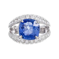 6.32 Carat "No Heat" Sapphire and Diamond Ring