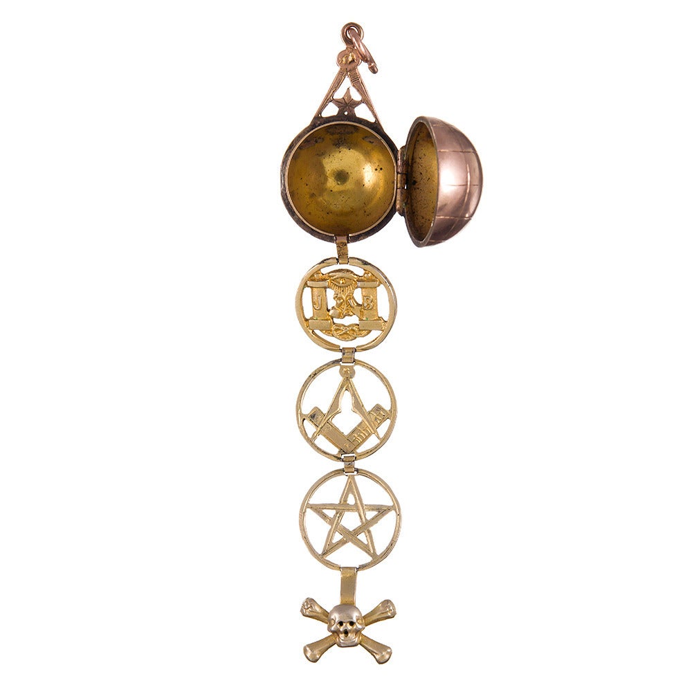 Victorian Masonic Ball Pendant In Excellent Condition In Carmel-by-the-Sea, CA