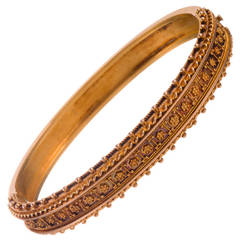 Antique Etruscan Granulated Gold Bangle Bracelet